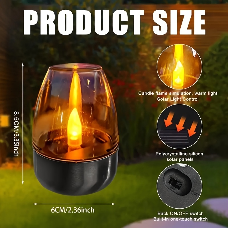Juego de 6 Velas Solares LED para Jardín | Acero Inoxidable, Luz Decorativa para Exterior