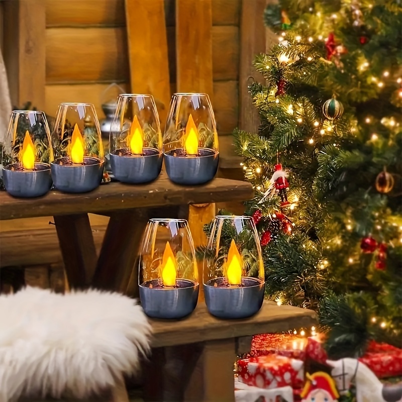 Juego de 6 Velas Solares LED para Jardín | Acero Inoxidable, Luz Decorativa para Exterior