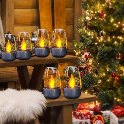 Juego de 6 Velas Solares LED para Jardín | Acero Inoxidable, Luz Decorativa para Exterior