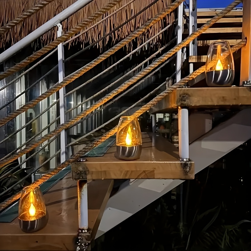 Juego de 6 Velas Solares LED para Jardín | Acero Inoxidable, Luz Decorativa para Exterior