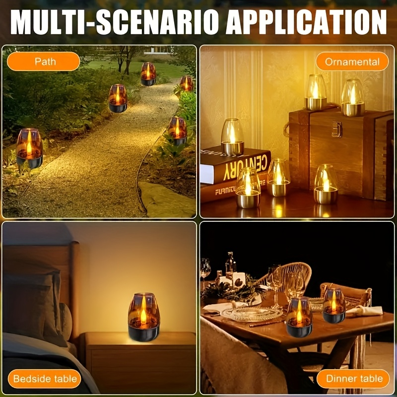Juego de 6 Velas Solares LED para Jardín | Acero Inoxidable, Luz Decorativa para Exterior