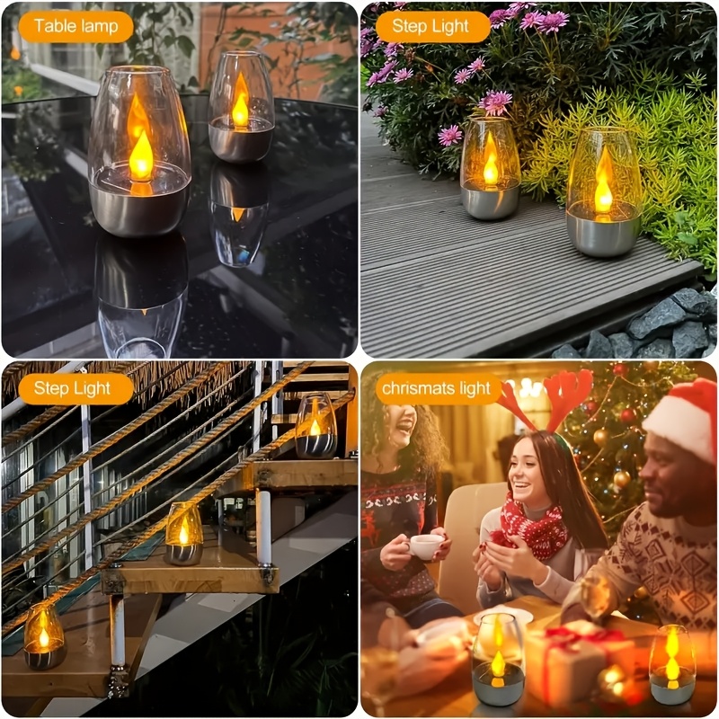 Juego de 6 Velas Solares LED para Jardín | Acero Inoxidable, Luz Decorativa para Exterior