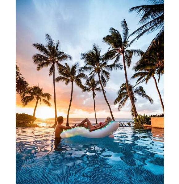 Tumbona Hinchable Premium para Piscina 99×191 cm | Diseño Azul, Cómoda y Flotante