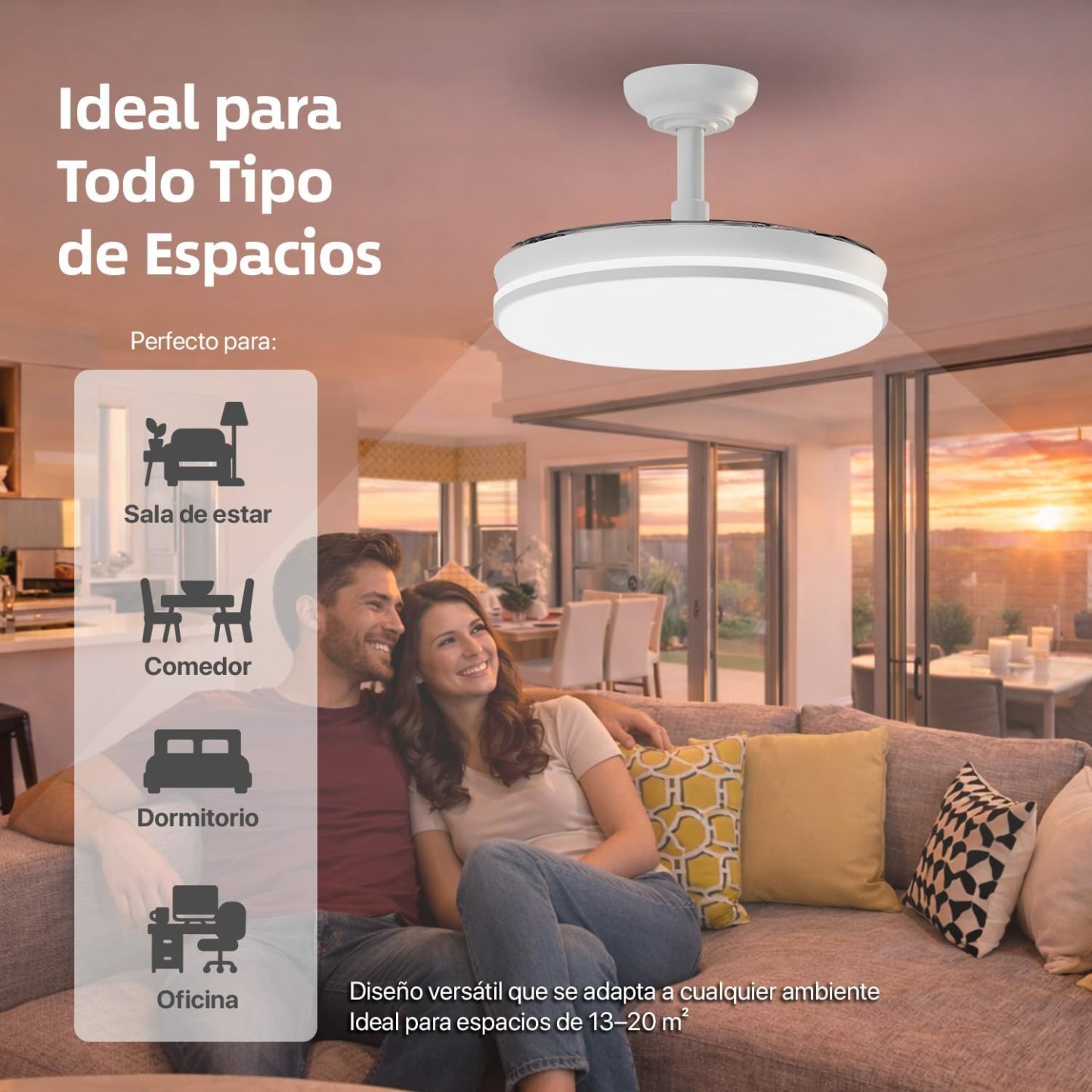 Pack de 2 Ventiladores de Techo LED Ø107 cm | Motor DC, Luz Regulable, Mando a Distancia, Modo Verano/Invierno