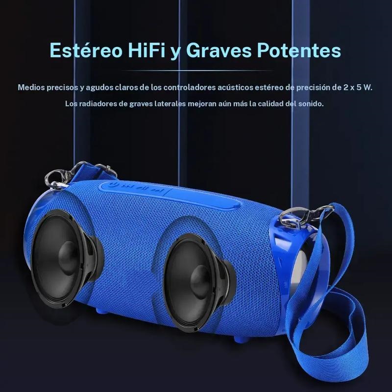 Altavoz Bluetooth Portátil Impermeable | Recargable por USB, con Micrófono Integrado y Sonido Potente