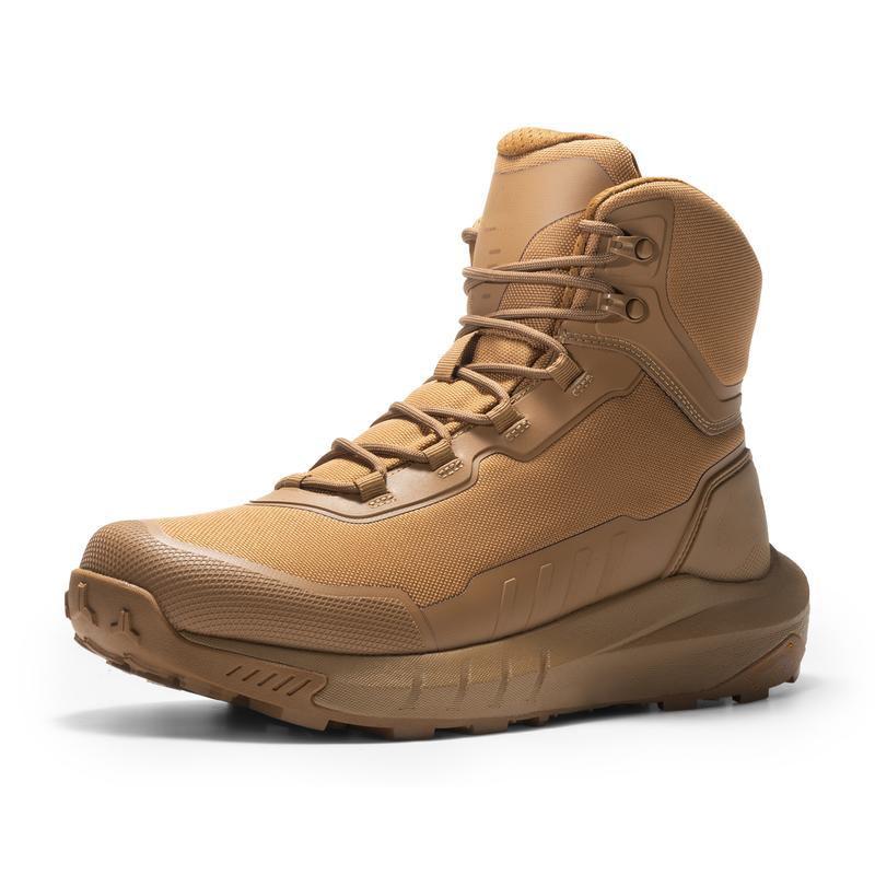 Botas de seguridad y militares de caña alta, color negro, fabricadas con tejido Oxford, forro de malla, cuero vegano y suela de goma ETPU, ideales para actividades al aire libre y trabajos de seguridad para hombres.