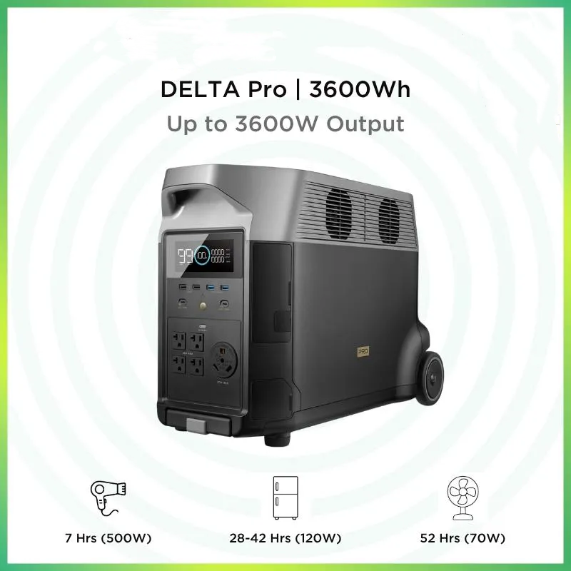 estación de energía portátil 3600Wh 3600W, batería LFP, carga rápida y energía de respaldo para hogar, camping y cortes de luz