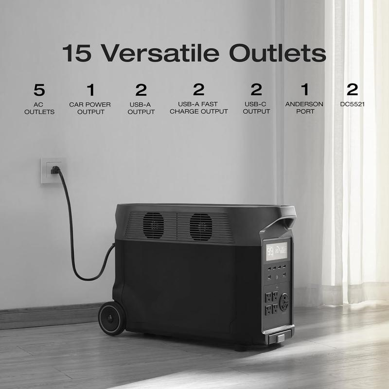 estación de energía portátil 3600Wh 3600W, batería LFP, carga rápida y energía de respaldo para hogar, camping y cortes de luz