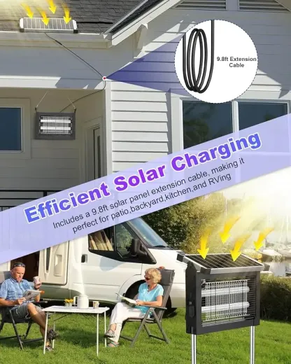 Lámpara Antimosquitos Solar para Exterior | Mata Insectos Eléctrico Impermeable y Recargable