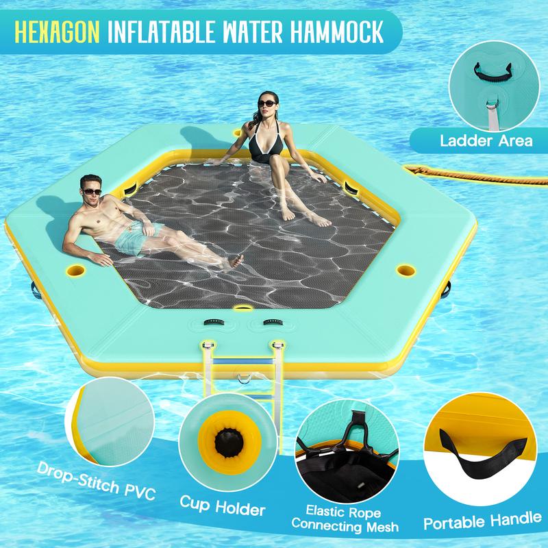 Hamaca Inflable de Agua para Adultos y Niños | Plataforma Flotante con Malla para Lago, Playa y Verano