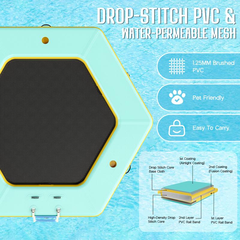 Hamaca Inflable de Agua para Adultos y Niños | Plataforma Flotante con Malla para Lago, Playa y Verano