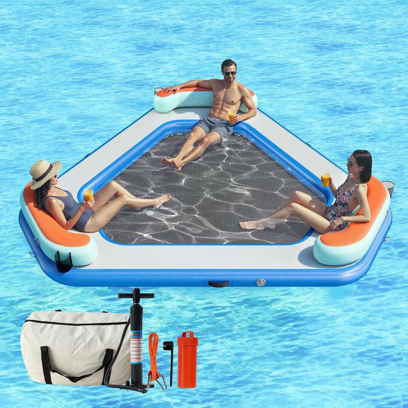 Hamaca Inflable de Agua para Adultos y Niños | Plataforma Flotante con Malla para Lago, Playa y Verano