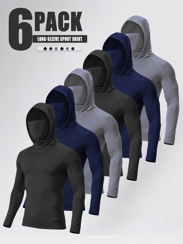 Pack de 6 Sudaderas Deportivas con Capucha para Hombre | Tejido Transpirable, Secado Rápido y Protección Facial