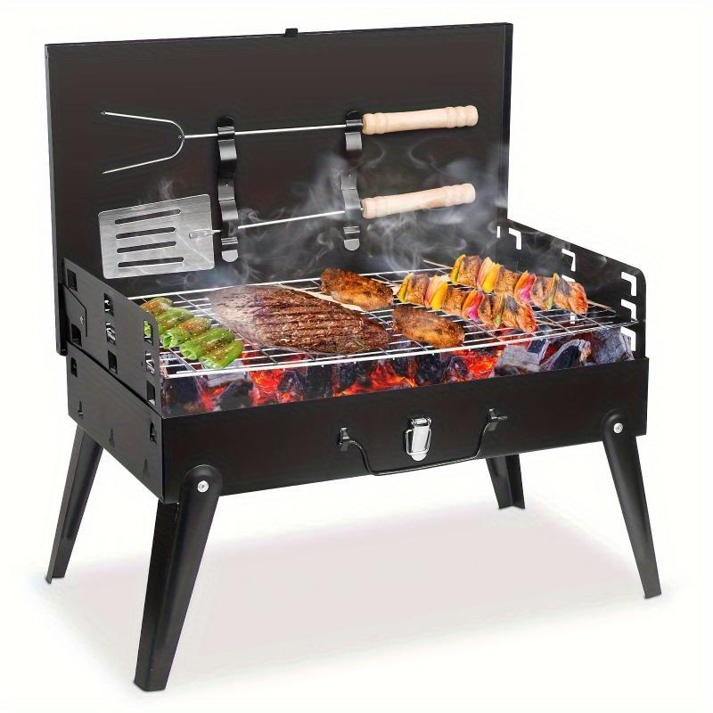 Set de Parrilla de Carbón Portátil con 6 Piezas | Kit Completo para BBQ, Camping y Jardín