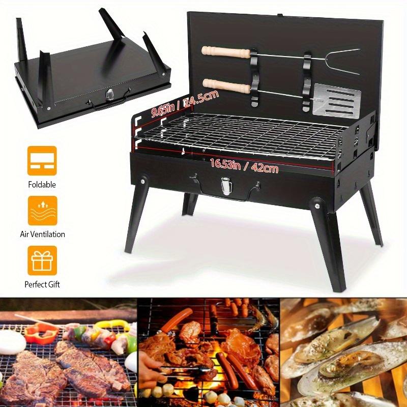 Set de Parrilla de Carbón Portátil con 6 Piezas | Kit Completo para BBQ, Camping y Jardín
