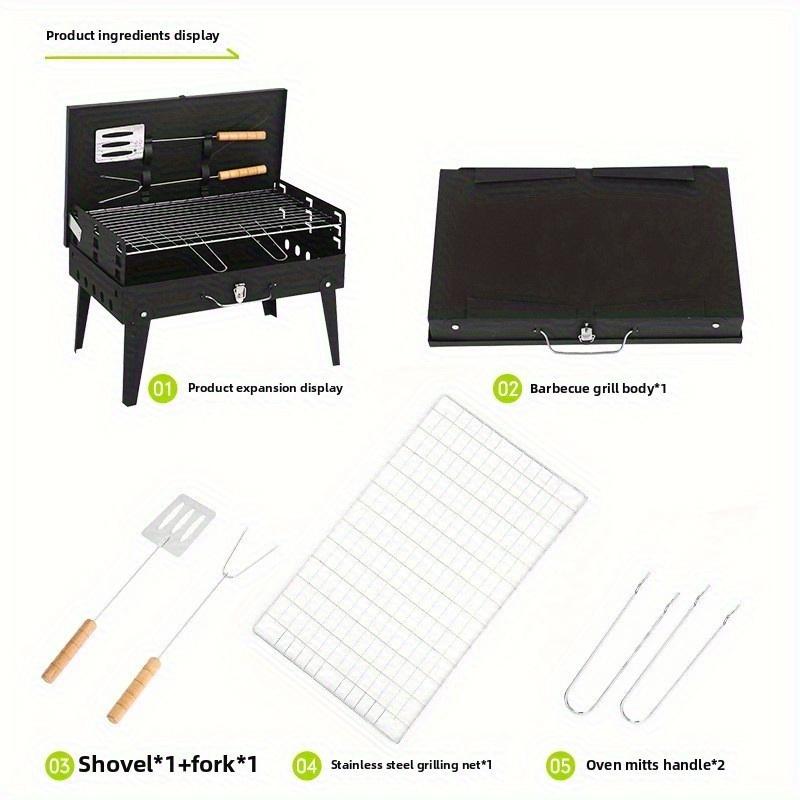 Set de Parrilla de Carbón Portátil con 6 Piezas | Kit Completo para BBQ, Camping y Jardín