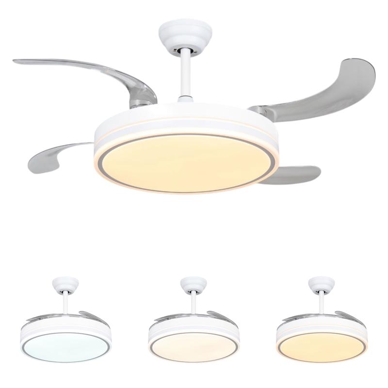 Ventilador de Techo con Luz LED y Mando a Distancia | Motor DC Silencioso, Aspas Retráctiles, 6 Velocidades y Temporizador