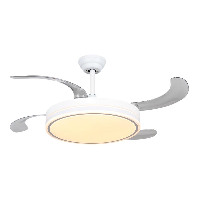 Ventilador de Techo con Luz LED y Mando a Distancia | Motor DC Silencioso, Aspas Retráctiles, 6 Velocidades y Temporizador