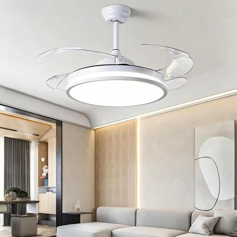 Ventilador de Techo con Luz LED y Mando a Distancia | Motor DC Silencioso, Aspas Retráctiles, 6 Velocidades y Temporizador
