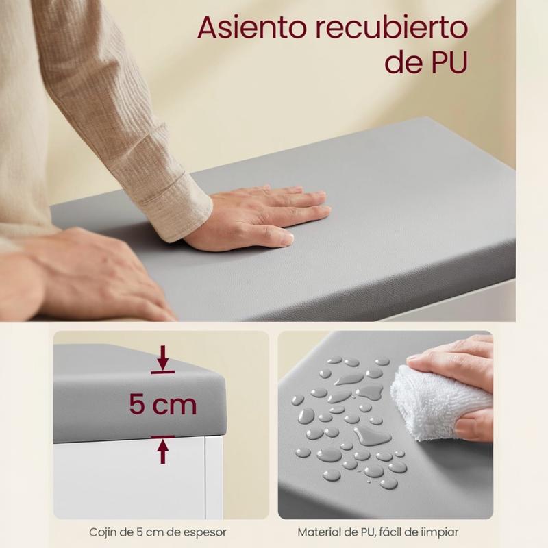 Banco Zapatero con Asiento Acolchado | Mueble para Entrada con 3 Compartimentos, Diseño Rústico