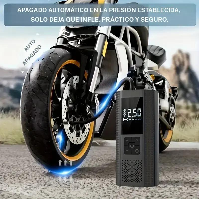 Inflador Portátil 150 PSI con Manómetro Digital | Inalámbrico, Batería Recargable y Luz LED