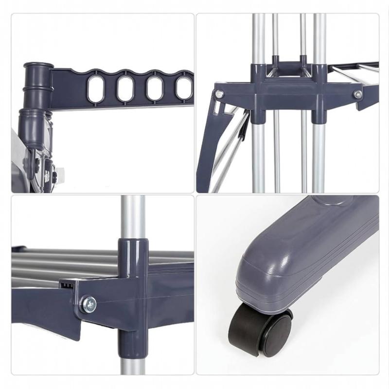 Tendedero de Ropa Plegable de 4 Niveles | Acero Inoxidable, con Ruedas y Gran Capacidad de Secado