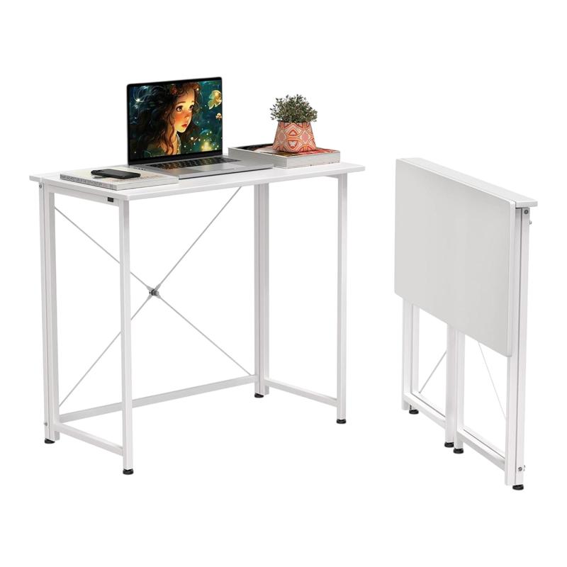 Mesa Escritorio Plegable 80×40 cm | Compacta, Sin Montaje, Ideal para Casa y Oficina