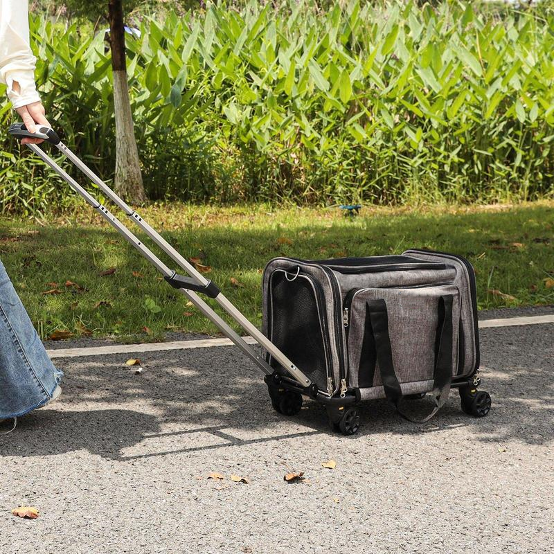 Transportín para Mascotas con Ruedas | Asa Telescópica, Correa de Hombro y Cuenco Plegable Incluido