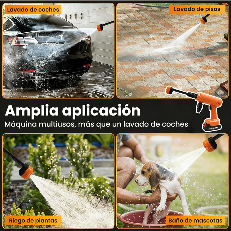 Hidrolimpiadora Inalámbrica 580 PSI | 2 Baterías de 7500 mAh, Boquilla 6 en 1 y Manguera de 6 m