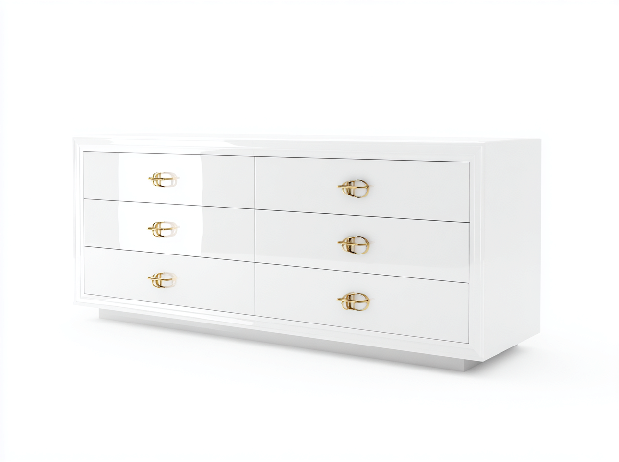 Kommode mit Schubladen Hochglanz Holz 160x45x75 cm - Weiß - Für Schlafzimmer - Modernes Design-Loftgetyard