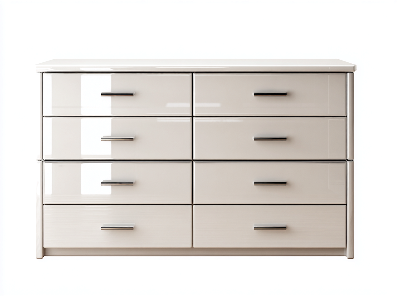 Kommode mit Schubladen Hochglanz Holz 140x45x80 cm - Cremeweiß - Für Schlafzimmer - Modernes Design-Loftgetyard