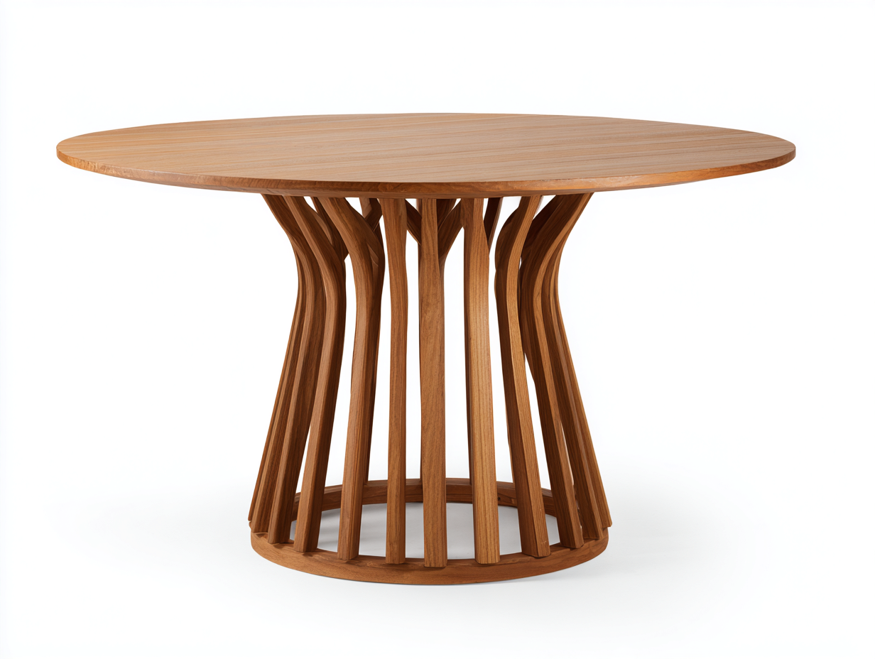 Gartentisch Holz Rund 130x130x75 cm - Natur - Für Garten und Terrasse - Modernes Design-Loftgetyard