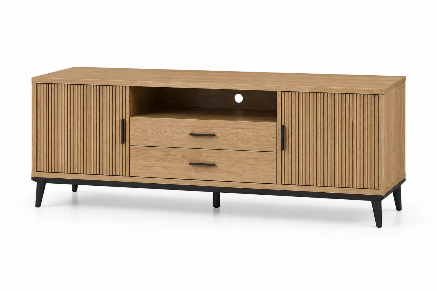 TV-Schrank aus Eichenfurnier mit Stahlbeinen 160x45x50cm