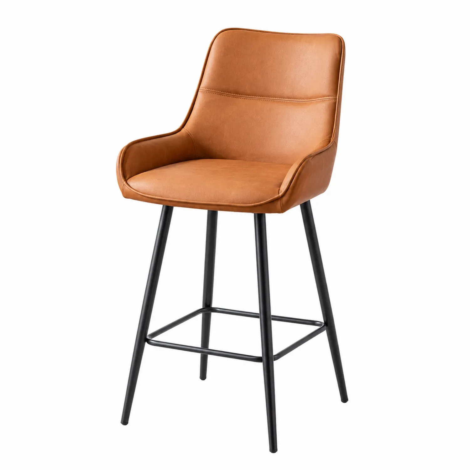 Barhocker Leder Braun mit Metallgestell