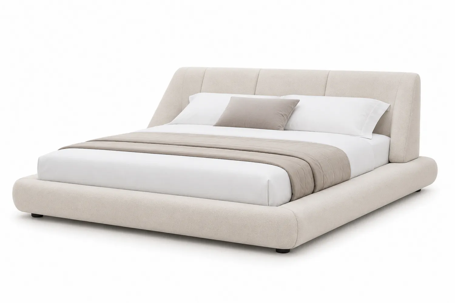 Polsterbett aus Stoff Beige 200x160 cm
