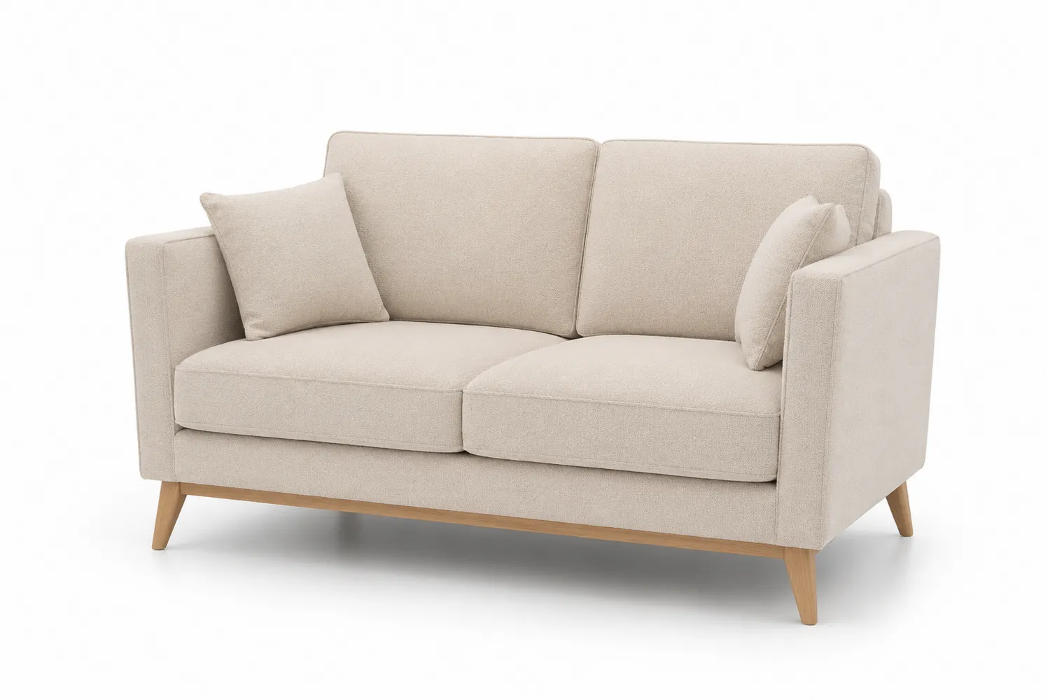 Zweisitzer Sofa Stoff Beige mit Holzfüßen