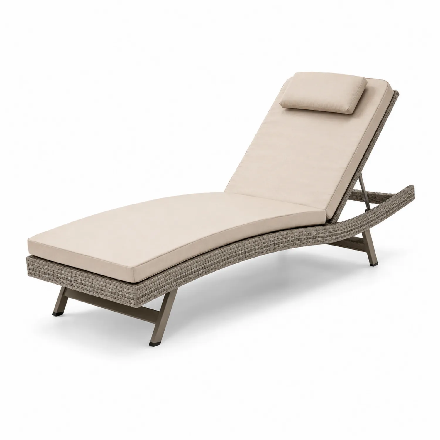 Rattan Sonnenliege Beige Verstellbar Aluminium 200x65x35 cm