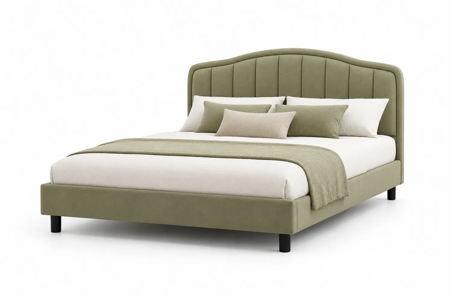 Polsterbett Doppelbett Stoff Grün 160x200 cm