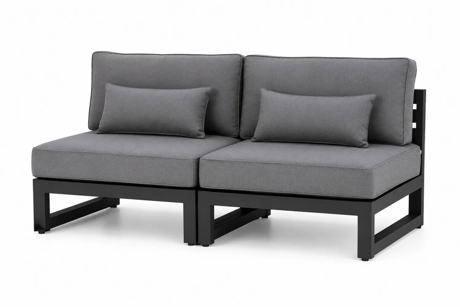 Gartensofa-Set mit Aluminiumrahmen und Polyesterpolsterung, Grau