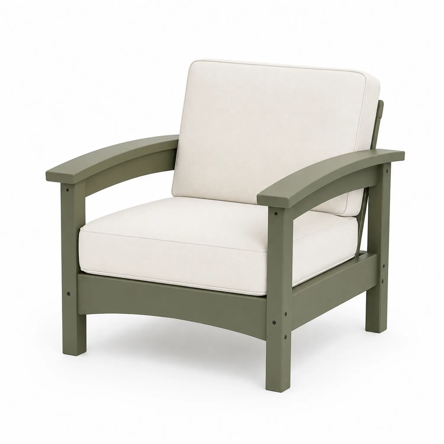 Outdoor Clubsessel Holz Kunststoff Grün/Beige 90 x 80 x 75 cm