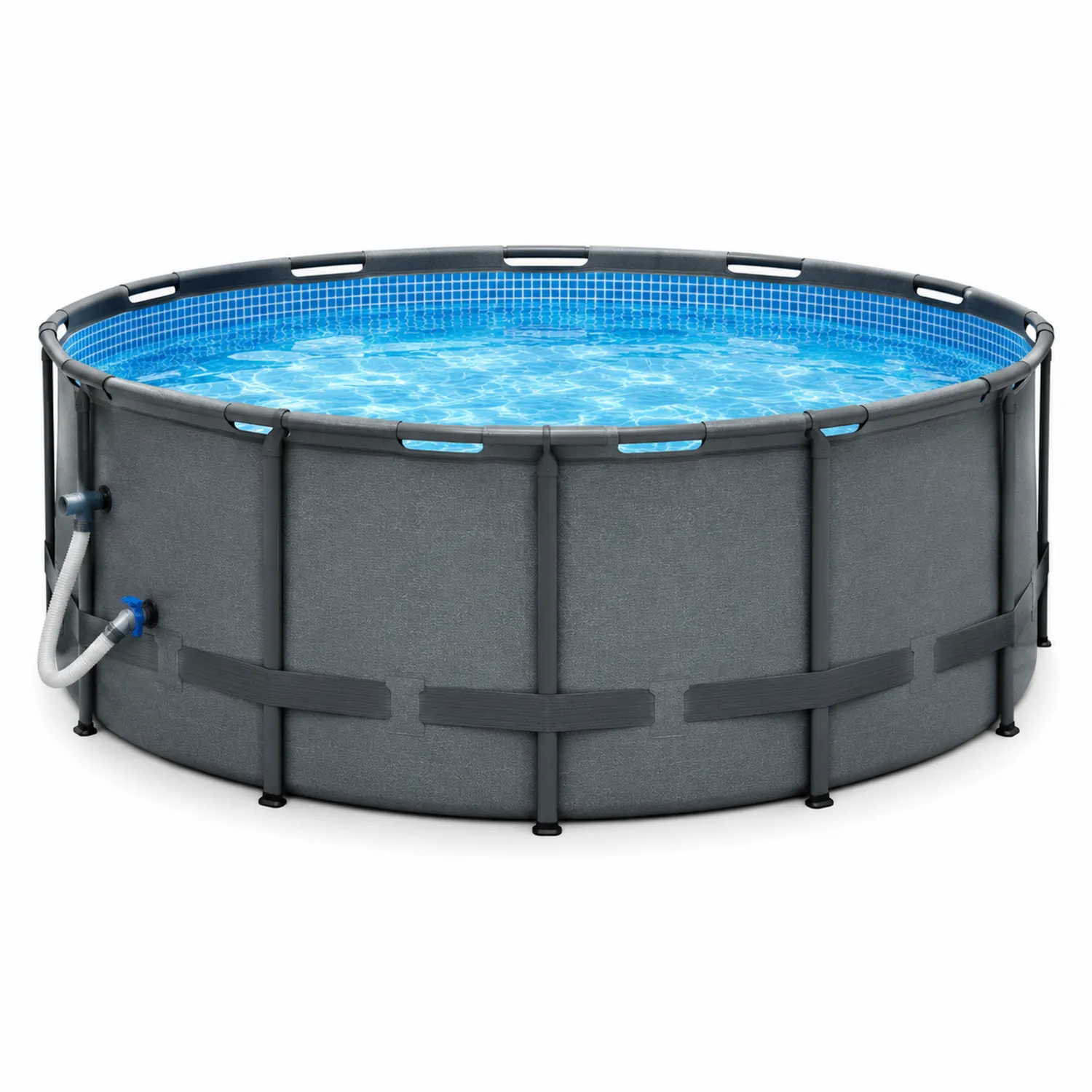 Rundes Schwimmbad Stahlrahmen Anthrazit 360x120cm PVC 10000L