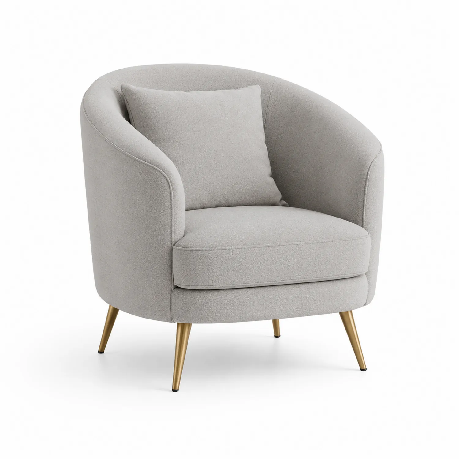 Runder Sessel aus Stoff Grau mit Kissen und Metallbeinen