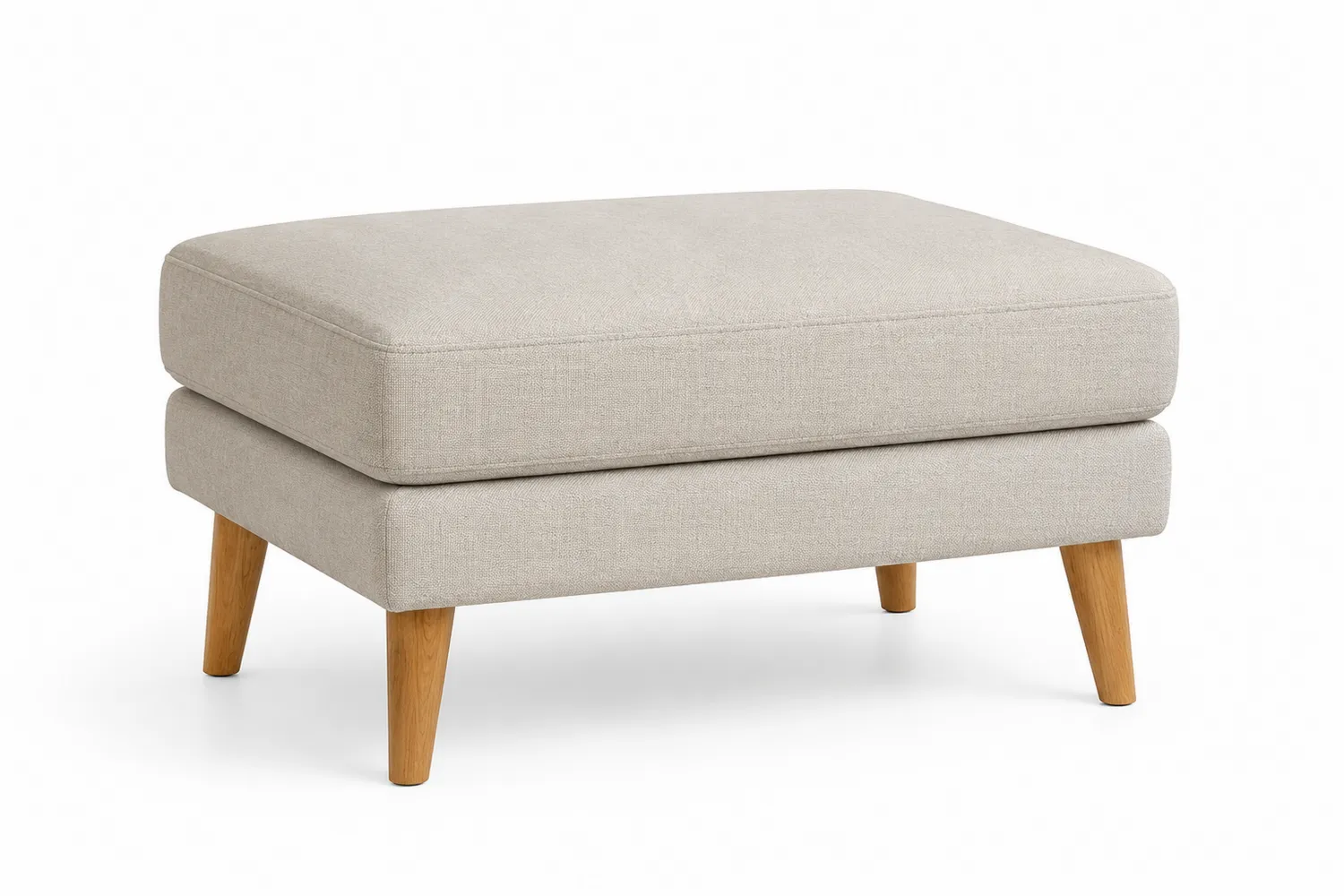 Leinenstoff Fußhocker Beige mit Holzbeinen