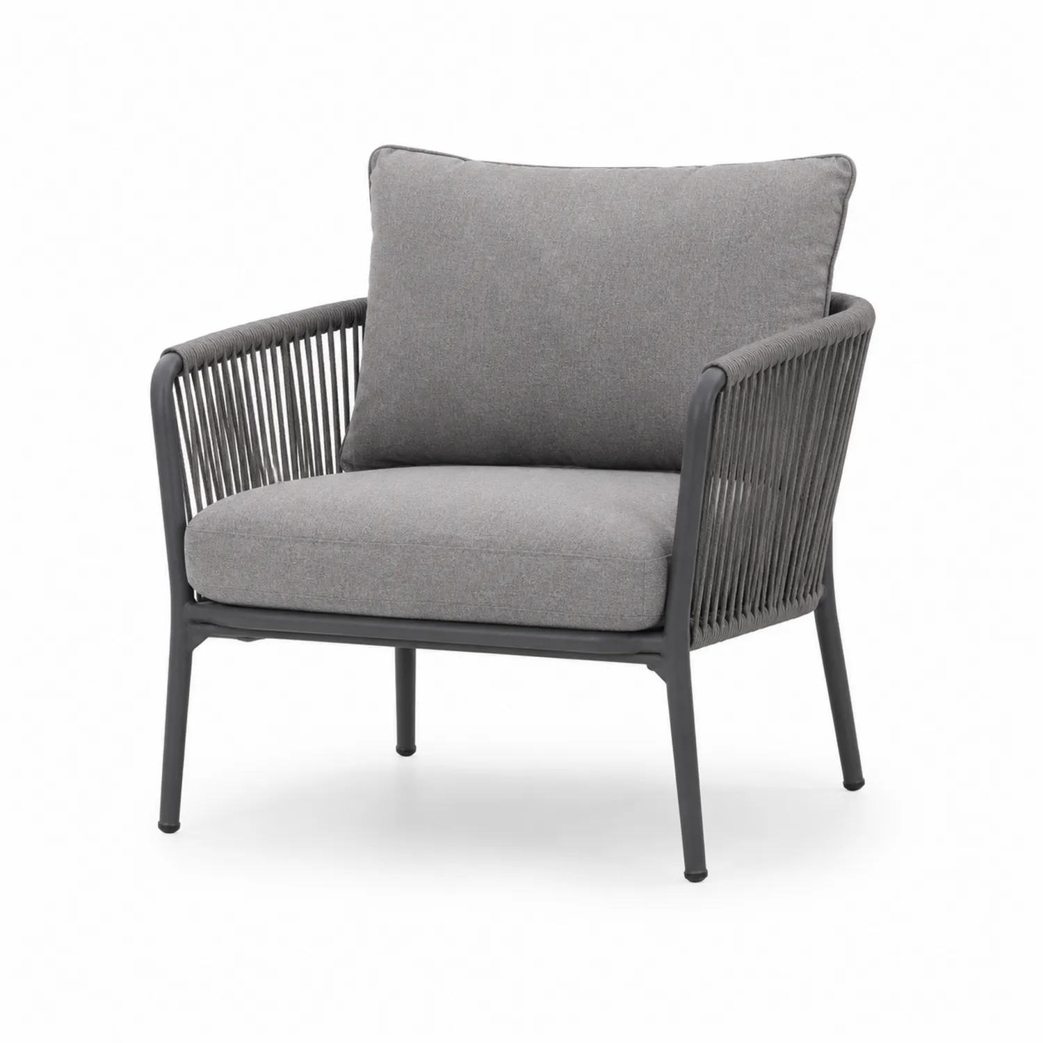 Clubsessel aus Aluminium mit Polyesterkissen in Grau