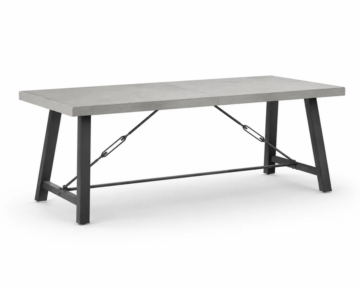 Gartentisch Rechteckig Grau Metallgestell Betonplatte