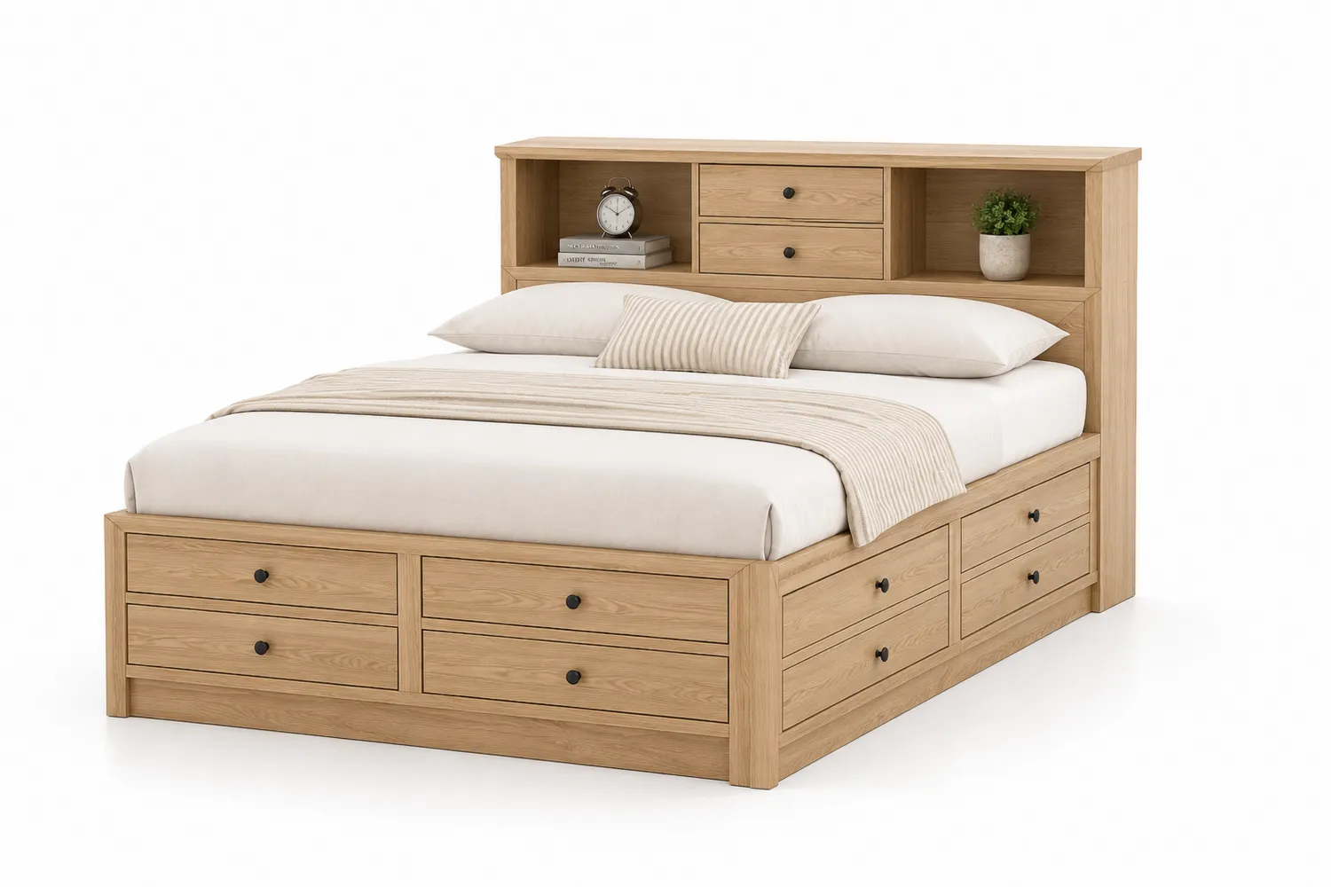 Holzbett mit Aufbewahrung Eiche 200x160 cm