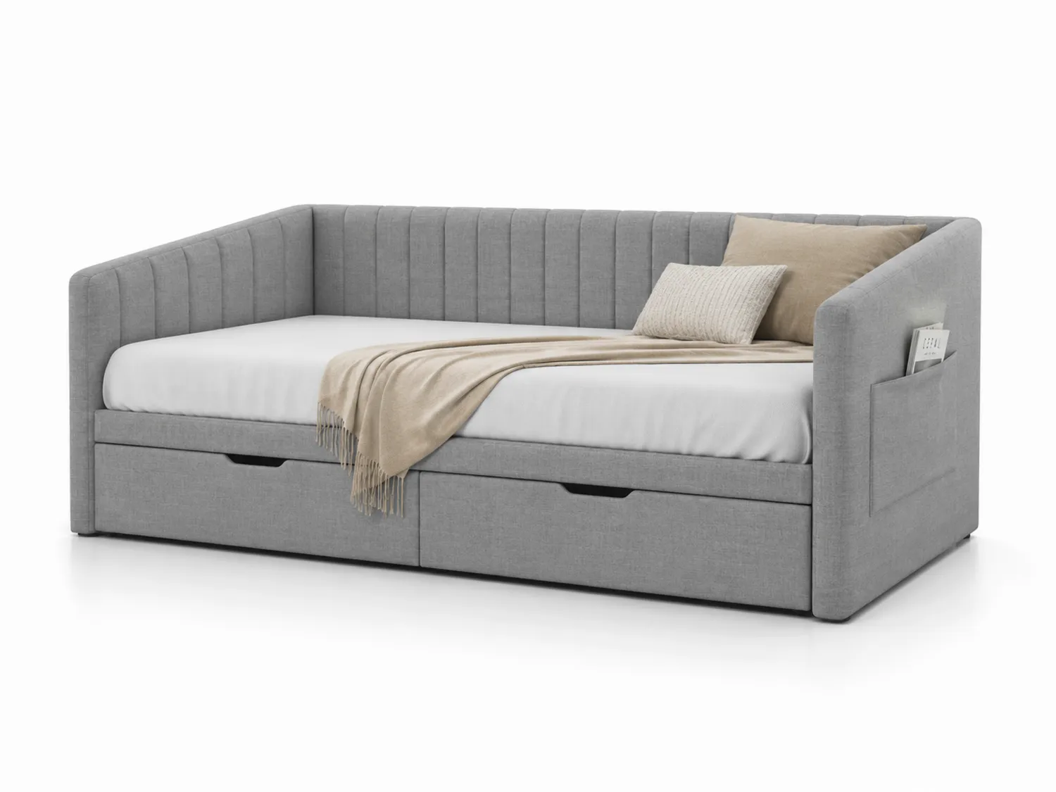 Polster-Tagesbett mit Stauraum Grau 200x90x75cm