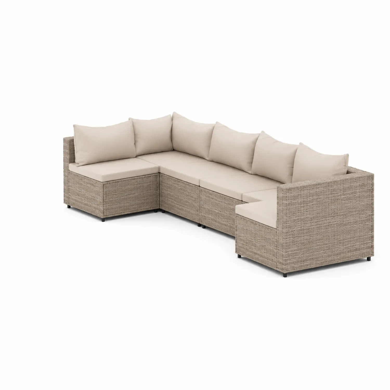 Ecksofa-Set aus Rattan Beige 260x200x70 cm