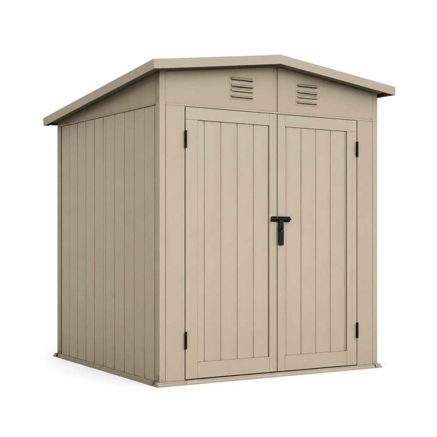 Polypropylen Gartenschuppen Beige 200x130x180 cm mit Doppeltüren