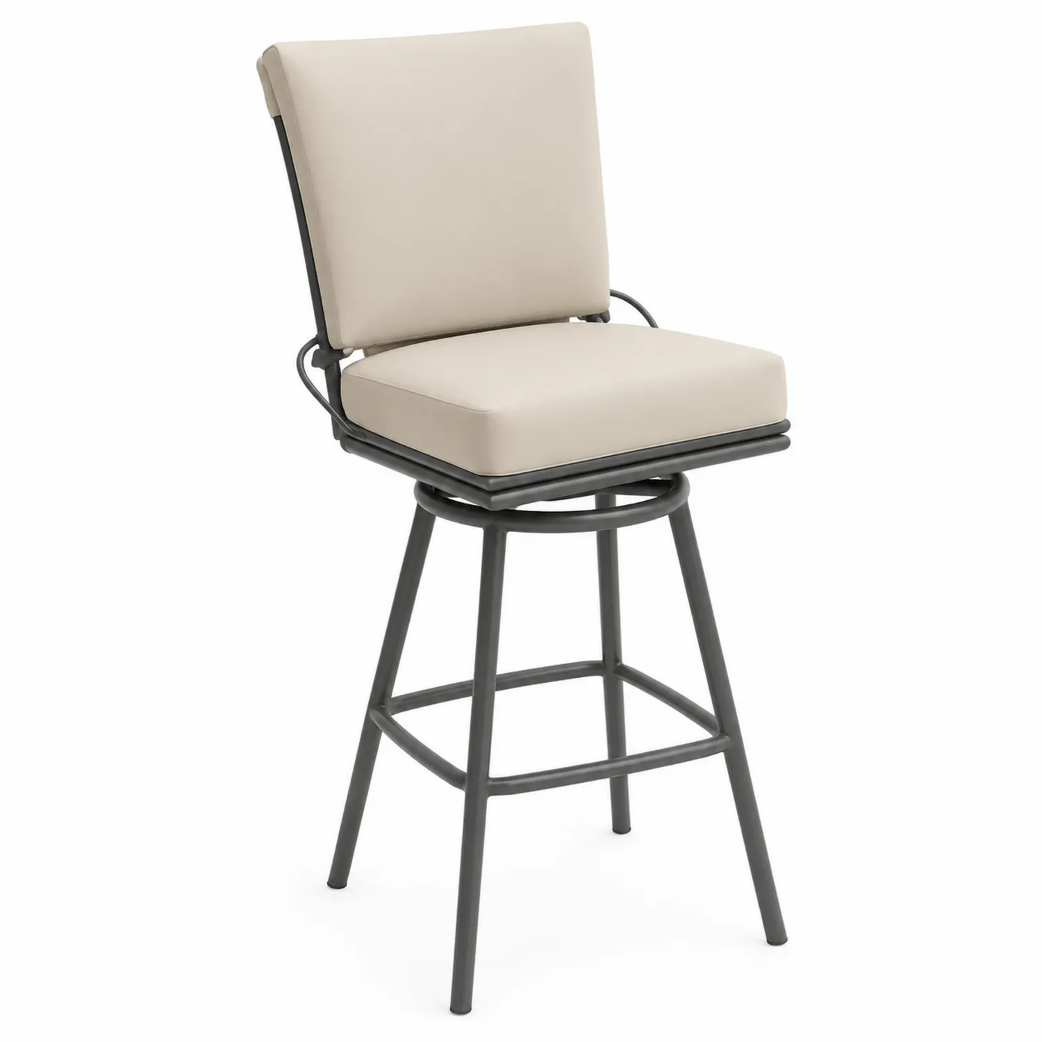 Drehbarer Gartenbarhocker Stahl Beige Kissen 110cm